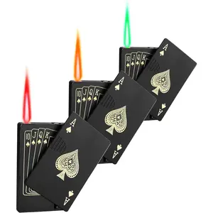 3 Pack Jet Torch Lighter Ace Card Lighters Green Flame Refillable Butane Lighters Ace of Spades Cool Lighter Adjustable Windproof Poker Lighter (Without Gas)