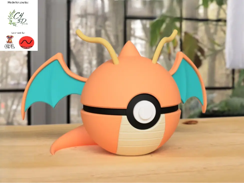 Dragonite Ball - 1st Print - High-Quality PLA, 3D Printed Pokeball Figure