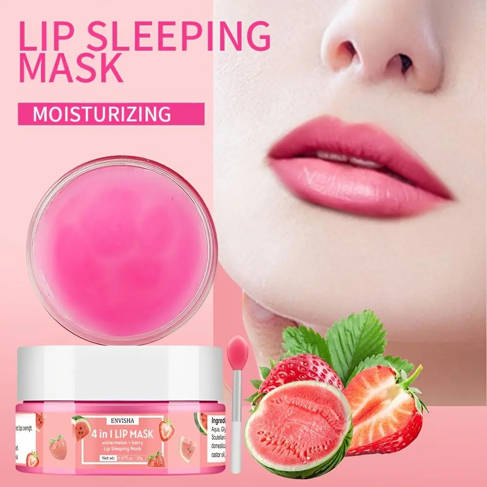 Lip Sleeping Mask Strawberry Watermelon Flavor Lip Balm, Deep Moisturizing And Nourishing Lip Mask