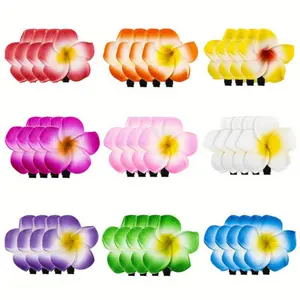 36pcs Hawaiian Plumeria Flower Hair Clips - Frangipani Foam Barrettes for Weddings, Luaus & Beach Parties - Tropical Vacation Hair Accessories (1.97 Inch) tiktokshopspringglowup