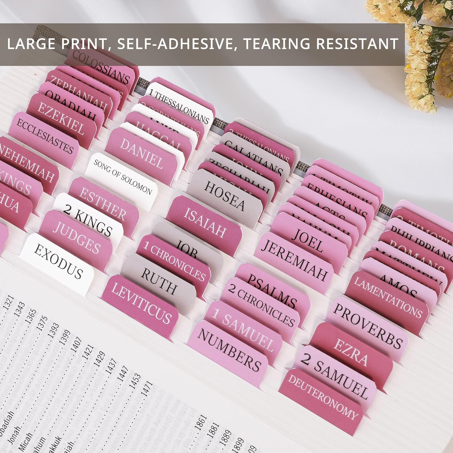 Pink Bible Tabs for Women & Men, Laminated Bible Tabs for Study Bible, Boho Theme Bible Tabs for Easy Navigation, Simplify Your Bible Reading Experience with Easy-to-Use Indexing Tabs