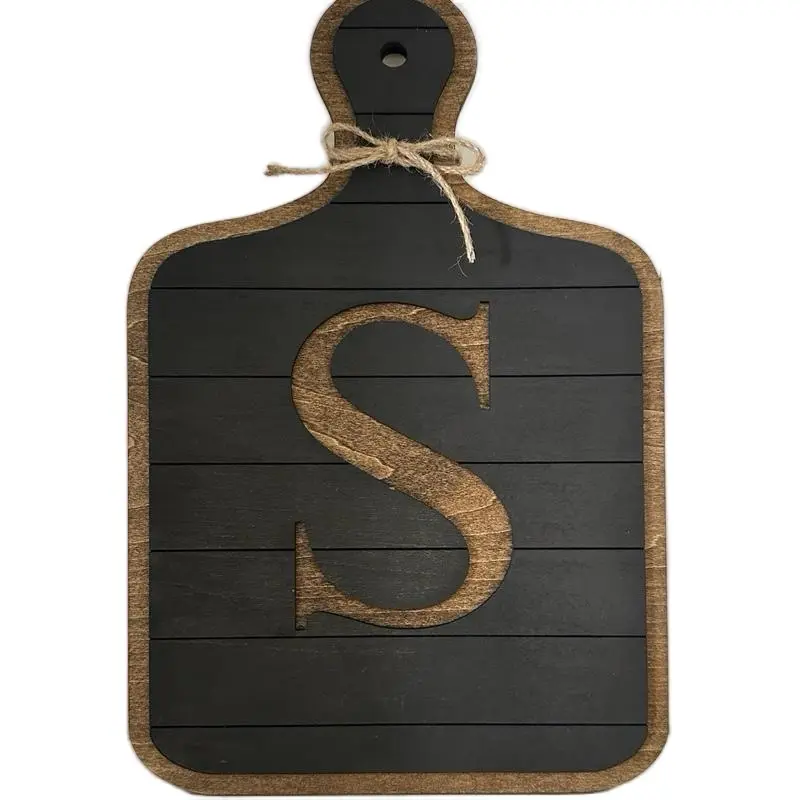 Letter Farmhouse Sign - Wooden Plank Design with Elegant Monogram for Rustic Decor Home Office Decoration Heart Plaque