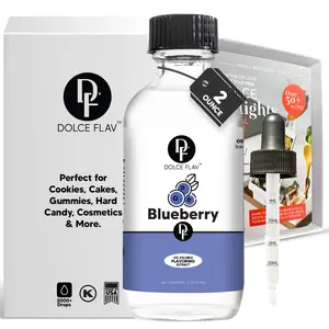 Dolce Flav Blueberry Extract Flavoring 2 Oz (Oil-Soluble) - Sweet Candy-Like Aroma for Baking & Gifting - 2000+ Drops - Dye-Free Alcohol-Free - Precision Dropper Included