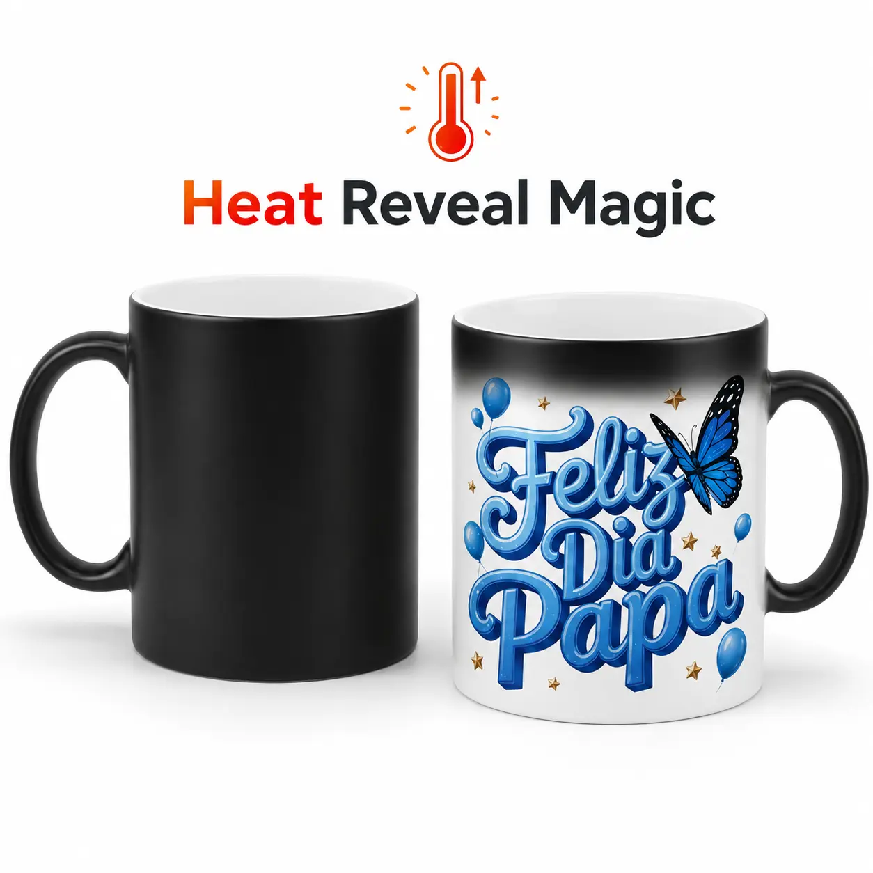 Color Changing Coffee Mug for Papa, Feliz Día Papá Spanish Dad Gift, 11oz Heat Activated Ceramic Cup for Father’s Day & Birthday