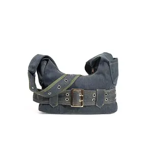 Women's Street Denim Underarm Bag, Crossbody Bags, Sling Bags, Vintage Steampunk Shoulder Bag, Fashion Crossbody Purse Bag for Street Wear(Sheet)