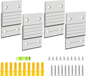 4 Pairs French Cleat Picture Hanger,  Metal Mounting Bracket for Photo Frames Aluminum Z Hanger, Wall Mount Mirror Bracket Z Bar Hanging Picture Ledges with Screws, Level Tool (2 inches)