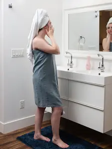 Soft Cotton Denim Turkish Towel - Stonewashed Blue Grey Bath Sheet - XL Bathroom Peshtemal - Quick Dry Shower Hammam