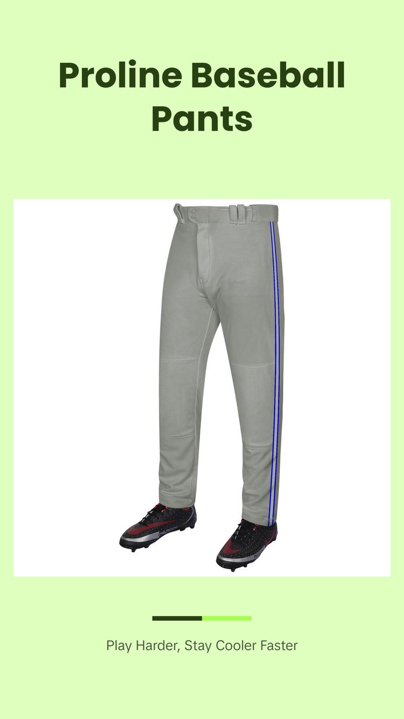 Exxact Sports Proline Full Length Baseball Pants Youth & Adult with Stripes, Relaxed Fit Open Bottom Men/Boys Baseball Pants (Grey/Navy)