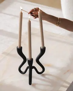 Ebony Elevated Black Aluminum Candelabra - 9.5" Modern Candle Holder
