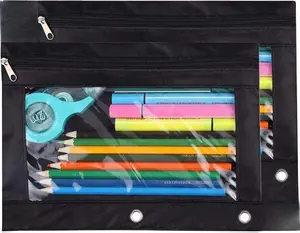 Stay Organized!  2-Pack Black 3-Ring Pencil Pouches – Perfect for Binders, School & Makeup! Durable Zipper Case for All Your Essentials cute  school  supplies school  supply  shopping