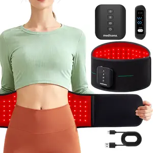 Medisana Red Light Therapy Belt 3-in-1, Cordless & Portable Infrared Red Light Therapy for Body with Red Light/Pulse/Heat/Vibration - 660nm/850nm for Back Pain Relief, Adjustable Fit for Waist & Back 2 Year Warranty