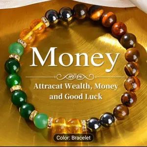 Yhallproduct Money Attraction Bracelet – 11-pcs Tiger Eye & Green Jade Wealth Bracelets
