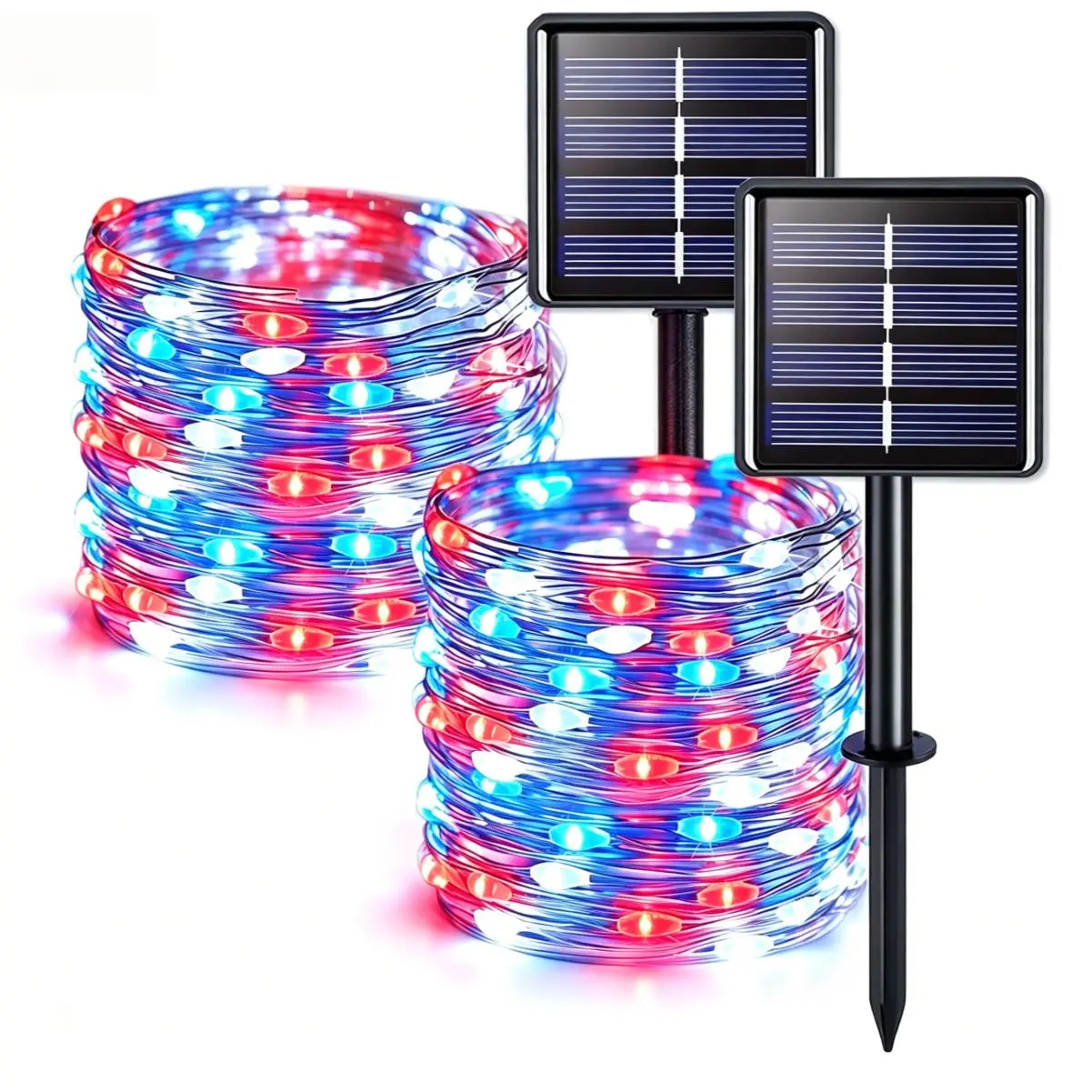 2-Pack Outdoor Waterproof Solar String Lights, 39FT 100 LEDs Each, 8 Modes Copper Wire Fairy Lights for Yard, Patio, Tree, Garden & Christmas Decor