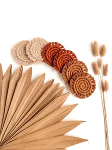 Macrame Car Coasters (SET OF 2) - Cup Holder Coasters for Car - Absorbent Spill Pads - Boho Driving Accessories - Aesthetic Car Decals - Handmade, Durable, 100% Recycled, Plastic-Free