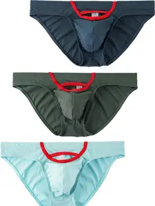 Men's 3-Pack Ultra-Thin Mesh Breathable Semi-Transparent Triangle Athletic Briefs Underwear, Slim-Fit Low Waist Comfort Elastic Fashion Shorts