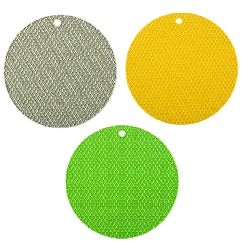 3 Pack Waterproof Oilproof Non-Slip Stackable Heat Resistant Trays Gray Green Yellow, Scratch Resistant Protect Table From Burn
