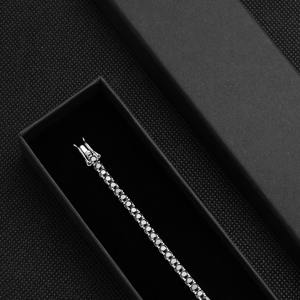 EWYA GRA Certified Full 3/4/5/6.5MM Black Moissanite Tennis Bracelet for Men Women S925 Silver Plated 18K Black Gold Bracelets