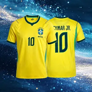 2026 Brazil National Home Yellow Neymar Vini Raphinha Short Sleeve Soccer Jersey Fans Version