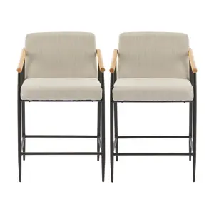 Mid Century Modern Counter Stool Set With Iron Frame