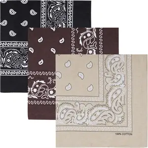 100% Cotton Large Bandanas for Men and Women, 22 Inch Paisley Bandana with Multiple Colors