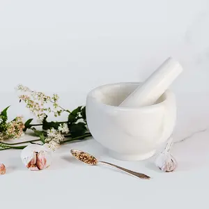 Natural Marble Mortar and Pestle Set, Grinder Bowl for Guacamole, Salsa, Pill Crusher, Spice, Herb, Garlic, Nut, Heavy Duty Grinder for Kitchen(Namib Fantasy)