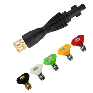 PWACCS Car High Pressure Cleaning Gun Adapter Kit, Including 1 1/4 Inch Quick Connector Wash Gun Accessories & 5 Nozzle Heads, High Pressure Cleaning Gun Accessories for Car, Heavy Duty, Tool, Hardware