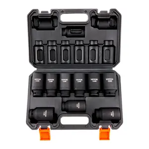 1/2" Hex Drive High Torque Metric Impact Socket Set, 9-Piece Deep 29-38mm 6-Point Cr-Mo Alloy Steel Set with Laser Marks, Rugged Construction, Storage Case for Car Repair Tools