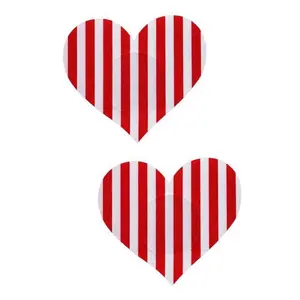 Red & White Stripe Heart Nipple Pasties