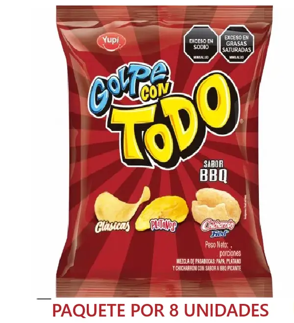 Pasabocas GOLPE con todo BBQ X8 UNIDADES