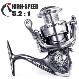 Sougayilang Spinning Fishing Reel - 5.2:1 Gear Ratio, Aluminum Spool Fishing Tackle, Large Drag Adjustment Knob, for Freshwater and Saltwater Travel Use