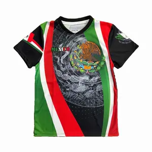 Mexico Black Jersey with National Flag Colors - Official Team Uniform for Soccer and Football