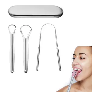 Tongue Scraper for Adults with Aluminum Travel Cases (3 Pack), Stainless Steel, Reduce Bad Breath,Tongue Cleaner for Oral Care & Hygiene Cleansing