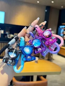 Cool Starry Bear Keychain Backpack Pendant, Mother's Day Father's Day Day Gift, Vibrant Color Tech Style, Unisex Electroplated Car Key Chain