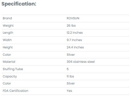 [TOP RATED - FLASH SALE] ROVSUN 11 lbs Manual Sausage Stuffer with 5 Stuffing Tubes