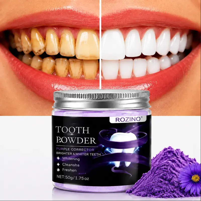 ROZINO Tooth Powder Natural Herbal Formula Daily Oral Care Teeth Whitening Stain Removal Fresh Breath 50g