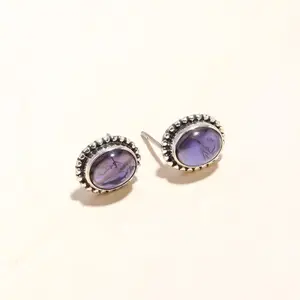 925 Sterling Silver Amethyst Vintage Stud Earrings