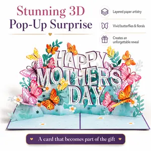 Mother's Day 3D Pop Up Card, Laser Cut Butterfly Hummingbird Greeting Card, Premium Paper Love Handmade Card, Elegant Gift for Mom Wife Grandmother