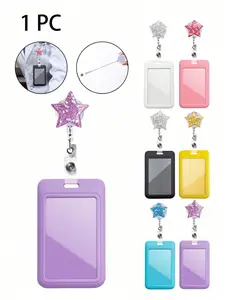 Multicolor Pull-Tab Badge Holder, Card Case, Anti-Loss Device, Universal ID Cover with Heart Decor, Adjustable Transparent Design, Retractable Badge Reel