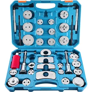 35pcs Disc Brake Caliper Tool Kit, Duty Disc Brake Piston Caliper Compressor Rewind Tool for Brake Pad, Fits Most, European, Japanese Autos (Blue)
