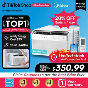 【DFYD】Midea 6K/8K/10K/12K BTU U Shaped Smart Inverter New Window Air Conditioner,  2026 version AC, Cools up to 450 Sq. Ft.,Ultra Quiet with Open Window Flexibility, Works with Alexa/Google Assistant, 35% Energy Savings, Remote Control