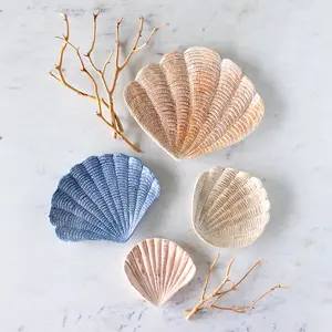 Hand-Painted Stoneware Shell Shaped Dishes, Set of 4
