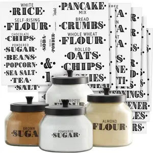 154 Pantry Labels for  Containers - Assorted Sizes & Black Bold Text on Clear  Vinyl - Preprinted   Labels & Farmhouse Style Pantry Organization