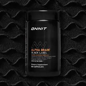 ONNIT Alpha Brain Black Label Capsule (80ct) Premium Citicoline Brain Supplement - Focus, Concentration & Memory - Lion's Mane, Hericium Erinaceus, L Theanine & Mucuna Pruriens