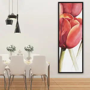 360 Stand 20x60 in. Rustic Framed Flower Print - Red Tulip Bloom Closeup Detail, Artistic Wall Decoration, Farmhouse Home Decor, Ideal Bedroom Gift, Floral, Artwork