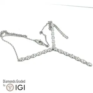 IGI Certified 1.52 CT Round Cut Natural Diamond Necklace 14k White Gold