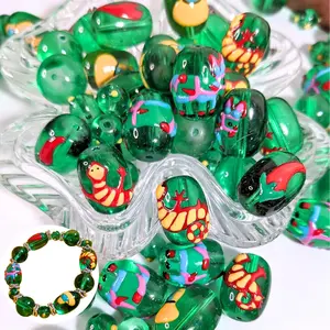 Cinco de Mayo Glass Beads Bulk for Bracelets Making, Mexican Motifs Pinata Sombrero Hat Red Chili Pepper Lizard, DIY Jewelry Supplies, Pack of 140 Pcs