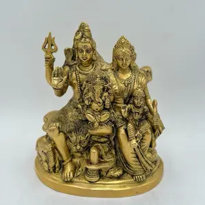 Mahadev Family Brass Work - Intricate Design with Multiple Figures, Ideal for Home Decor and Religious Settings