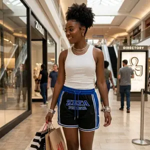 Zeta Phi Beta Embroidered Basketball Shorts BLACK