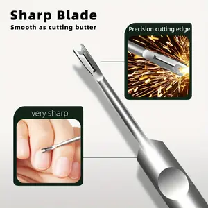 1/5 piece stainless steel cuticle remover set, precision V-shaped dead skin fork and nail trimmer, portable nail tool with storage box, suitable for home and travel use