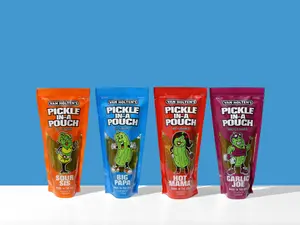 Van Holten's Pickle-In-A-Pouch Gift Box - Charismatic Characters - 4 Pack - Big Papa, Garlic Joe, Sour Sis, Hot Mama - Snacks Pickled - Meatless